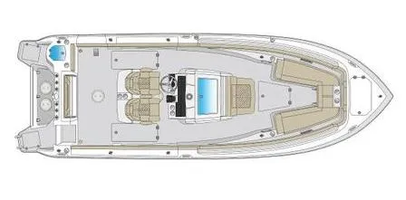 Slide: The Image of Top view of 2026 Sailfish 272 CC boat layout with seating and console. - 26