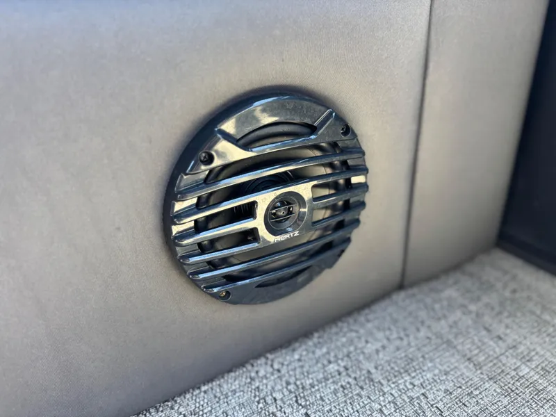 Slide: The Image of Speaker on Barletta Cabrio 24UC boat, 2023 model, featuring Hertz audio system. - 26