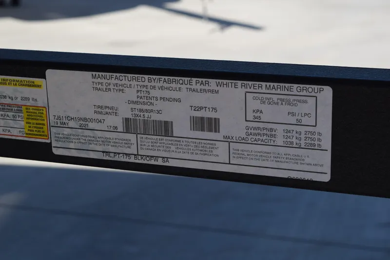 Slide: The Image of Label on 2022 Tracker Pro Team 175 TXW trailer by White River Marine Group. - 8