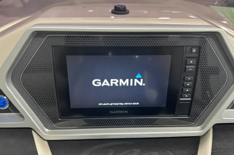 Slide: The Image of Garmin display on 2020 Manitou 23 Oasis RF boat dashboard. - 25
