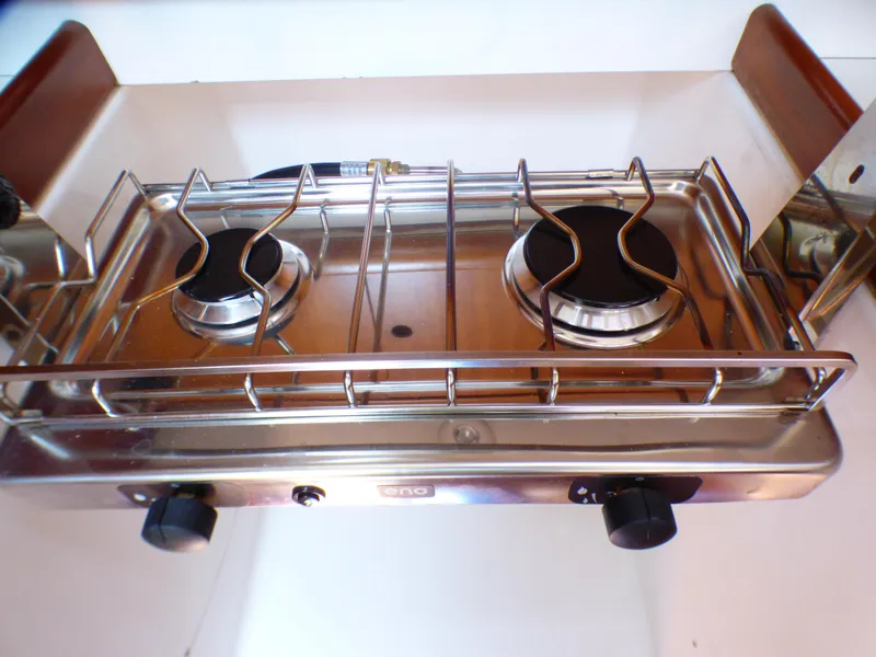 Slide: The Image of Stainless steel two-burner stove on a 2002 J Boats J/109 yacht. - 20