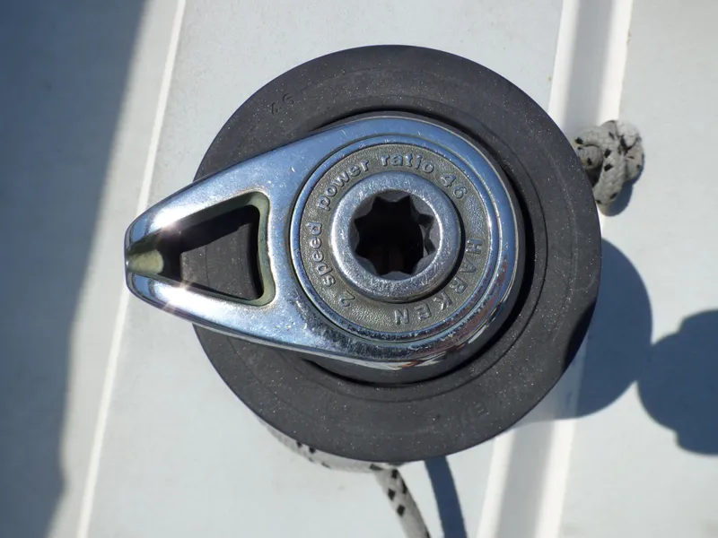 Slide: The Image of Close-up of a Harken winch on a 2002 J Boats J/109 sailboat. - 43