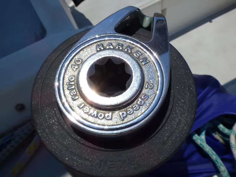 Slide: The Image of Close-up of a Harken winch on a 2002 J Boats J/109 sailboat. - 44
