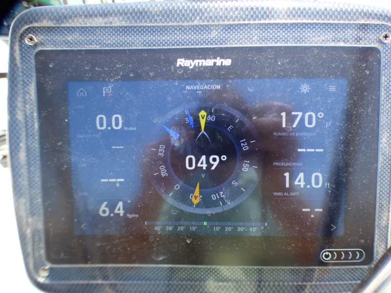 Slide: The Image of Raymarine navigation display on a 2002 J Boats J/109 sailboat. - 48