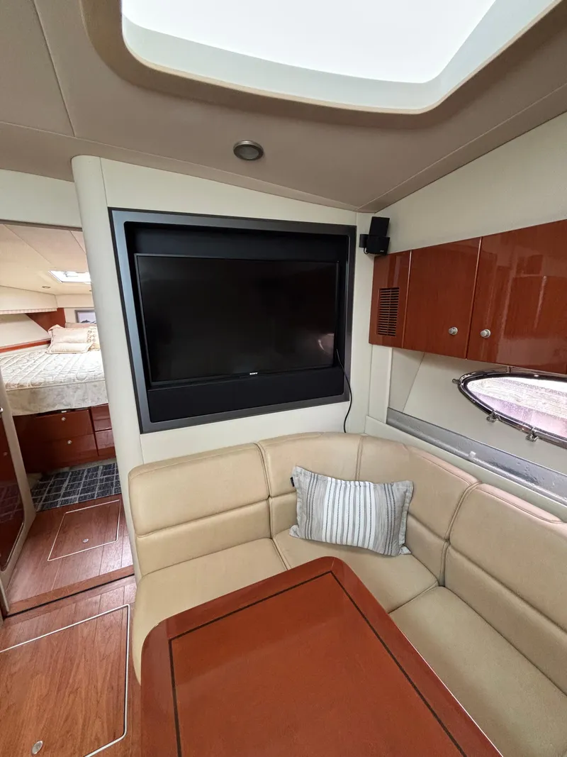 Slide: The Image of Interior of 2008 Formula 45 Yacht with TV, seating, and cabin view. - 53
