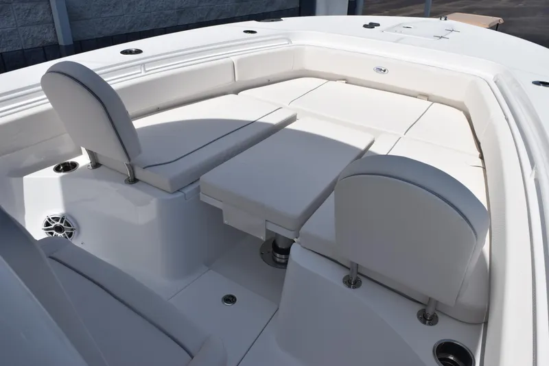 Slide: The Image of 2026 Sea Hunt Gamefish 27 Forward Seating, featuring spacious white cushioned seats. - 13