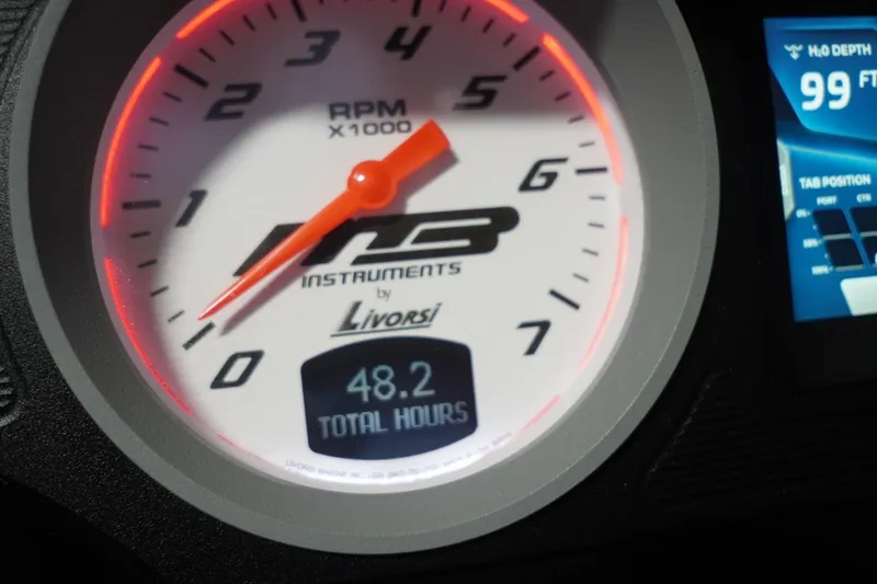 Slide: The Image of Close-up of MB B52 23 Classic 2024 tachometer showing 48.2 total hours. - 47
