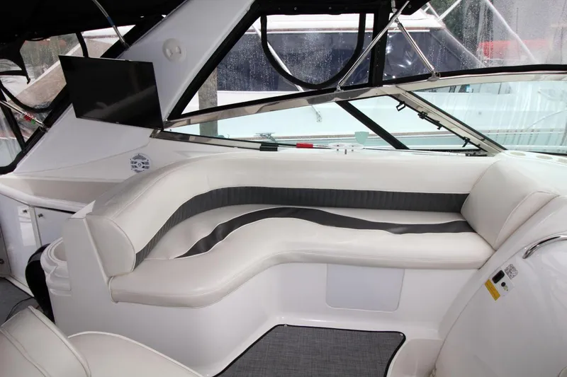 Slide: The Image of Luxurious interior of 2002 Cruisers Yachts 4270 Express with plush seating and modern design. - 16
