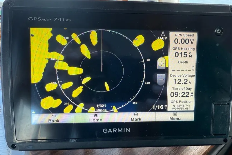 Slide: The Image of Garmin GPSMAP 741xs display on 1981 Grand Banks 36 Classic, showing navigation data. - 40