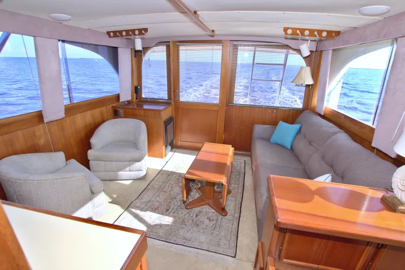 Slide: The Image of Luxurious interior of 1990 Post 44 Sport Fisherman yacht with ocean view. - 62