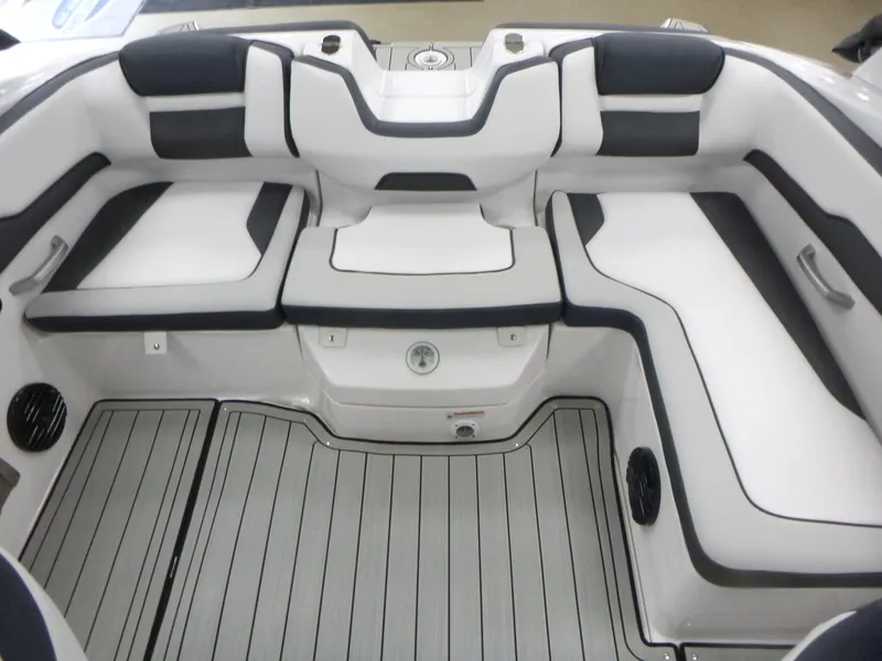 Slide: The Image of 2025 Yamaha Boats 195S interior with sleek seating and modern design. - 11