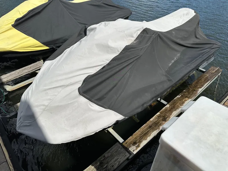 Slide: The Image of Covered 2018 Kawasaki Jetski Ultra LX on a dock by the water. - 3