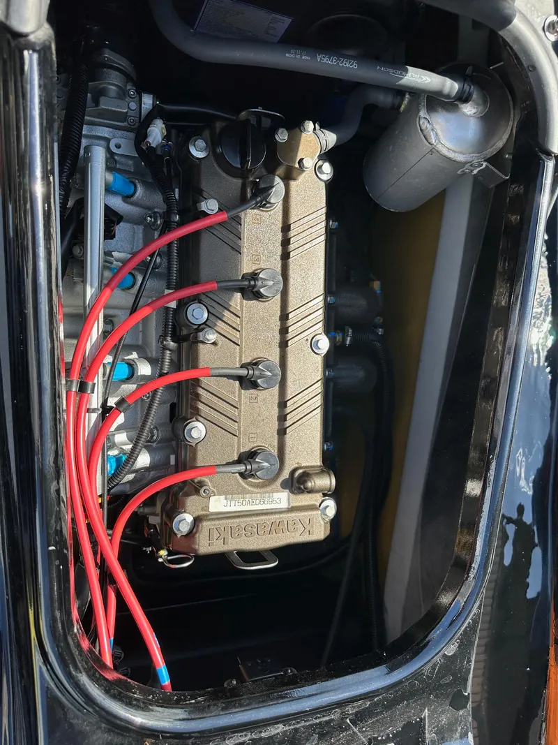 Slide: The Image of Engine of 2018 Kawasaki Jetski Ultra LX with visible components and wiring. - 4