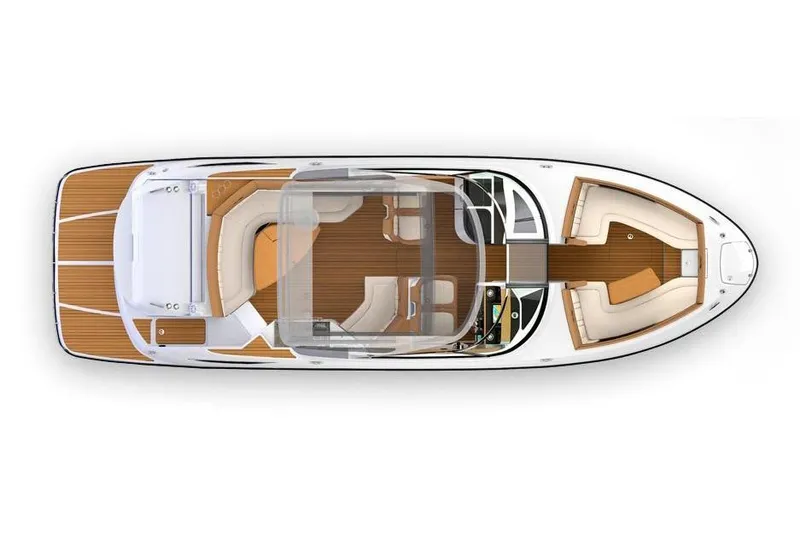 Slide: The Image of Manufacturer Provided Image: Top view of 2019 Sea Ray SLX 350 boat layout. - 20