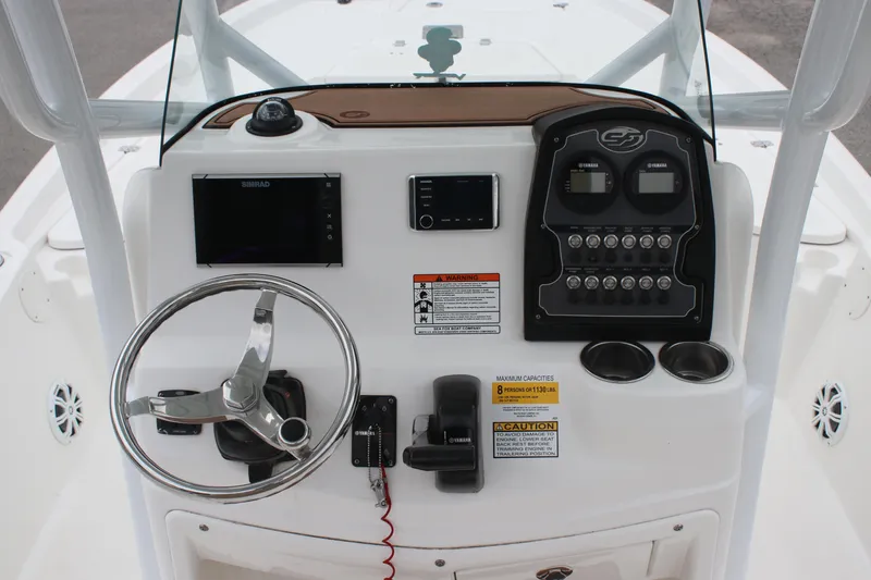 Slide: The Image of 2017 Sea Fox 220 Viper boat console with steering wheel and control panel. - 11
