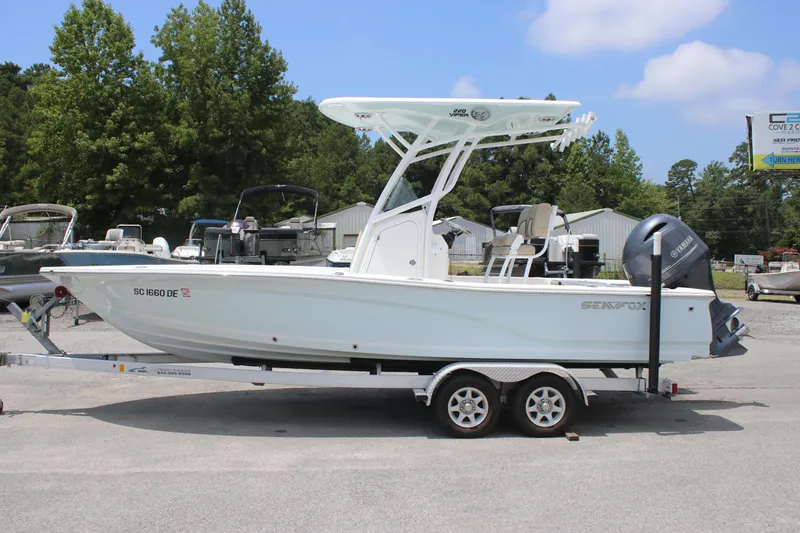 Slide: The Image of 2017 Sea Fox 220 Viper boat on trailer, parked outdoors. - 3