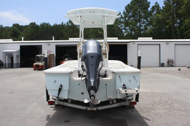 Slide: The Image of 2017 Sea Fox 220 Viper boat with outboard motor in a service area. - 5