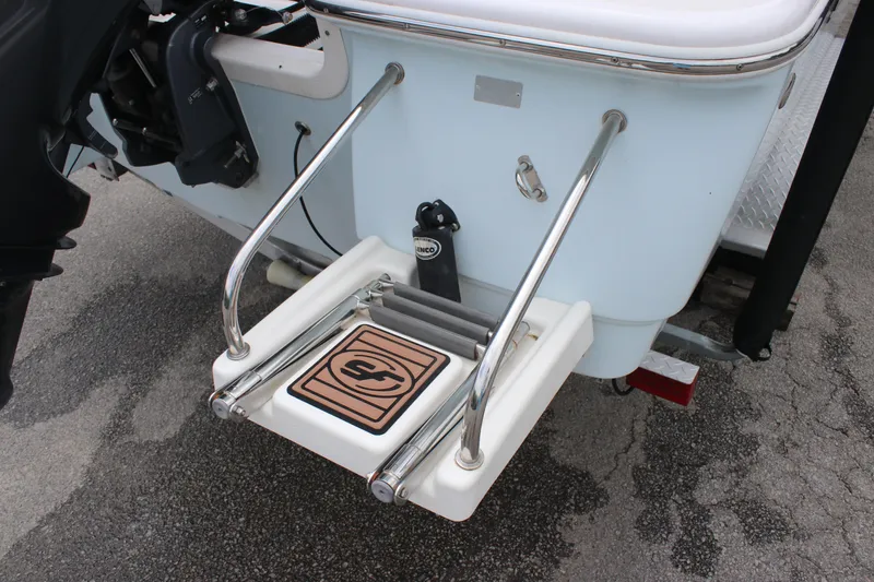 Slide: The Image of 2017 Sea Fox 220 Viper swim platform with stainless steel ladder and logo. - 8