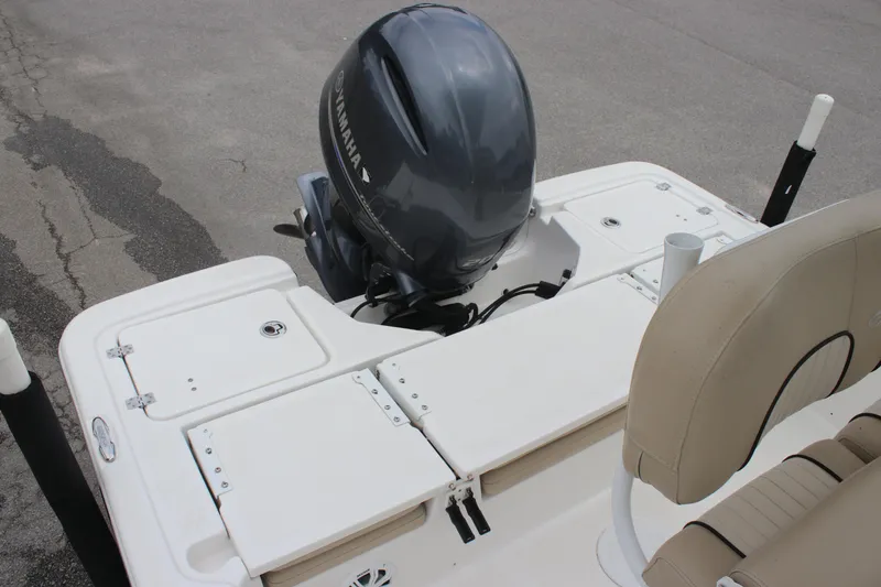 Slide: The Image of 2017 Sea Fox 220 Viper boat with Yamaha outboard motor, rear seating view. - 9