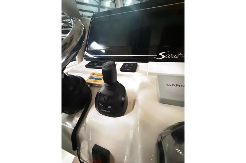 Slide: The Image of Control panel of 2016 Scout 350 LXF boat with Garmin and Yamaha joystick. - 20