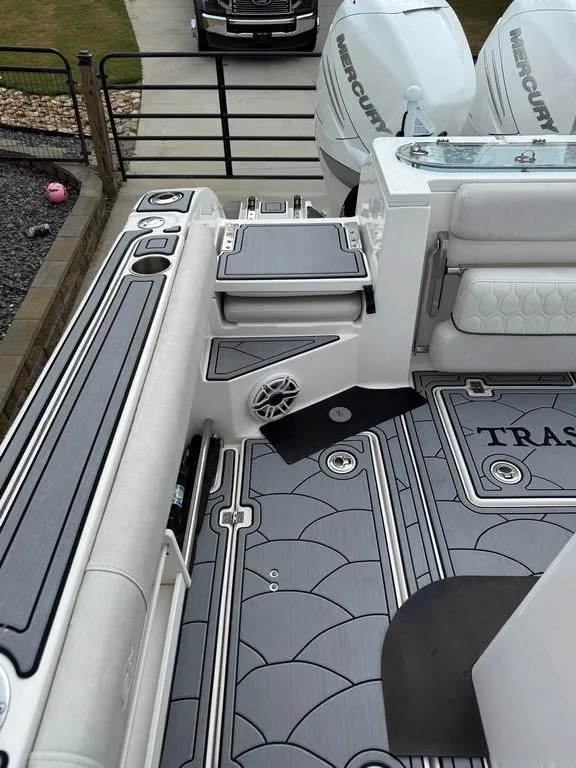 Slide: The Image of 2022 Sea Fox 328 Commander boat interior with stylish deck and seating. - 15