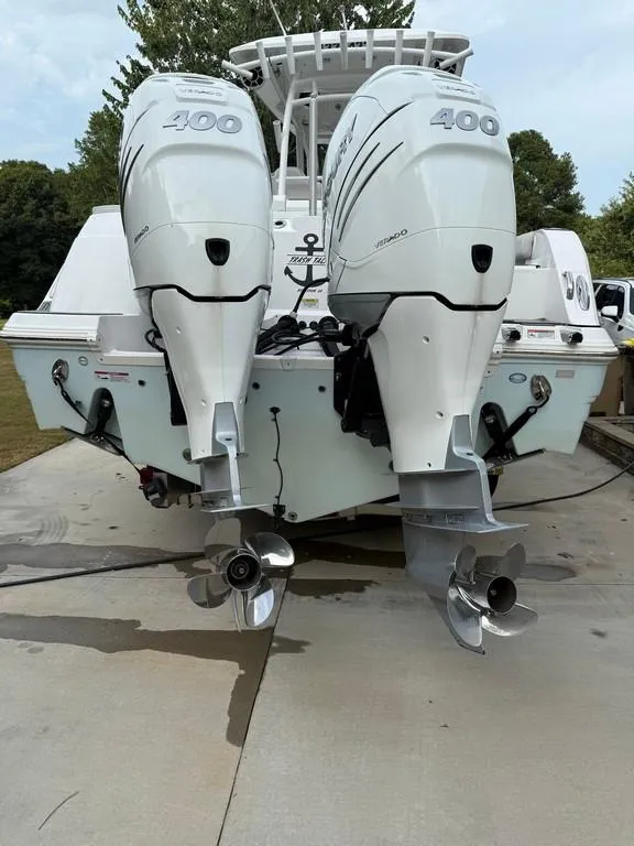 Slide: The Image of 2022 Sea Fox 328 Commander with twin 400 horsepower outboard engines. - 5