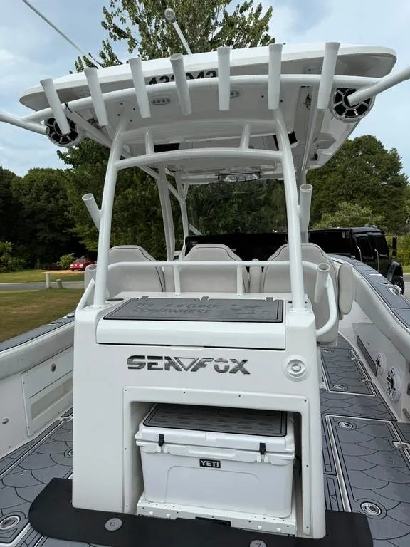 Slide: The Image of 2022 Sea Fox 328 Commander boat with Yeti cooler on deck. - 8