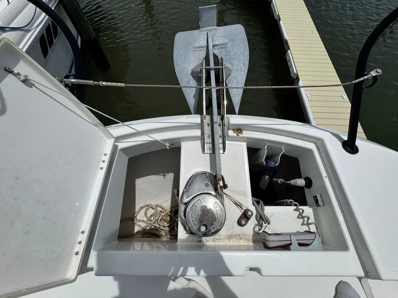 Slide: The Image of Anchor system on 2022 Beneteau Flyer 9 SUNdeck, docked at marina. - 38