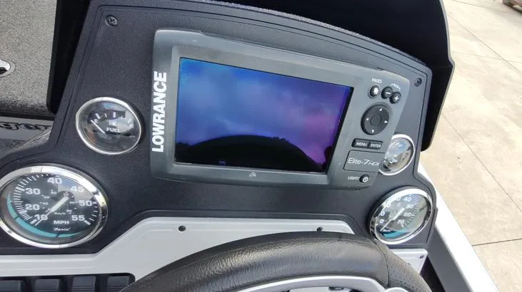 Slide: The Image of Dashboard of 2014 Ranger RT188 boat with Lowrance Elite-7 HDI fishfinder. - 11