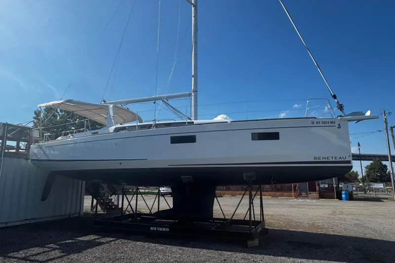 Slide: The Image of 2023 Beneteau Oceanis 38.1 sailboat on display, for sale at RCR Yachts. - 2
