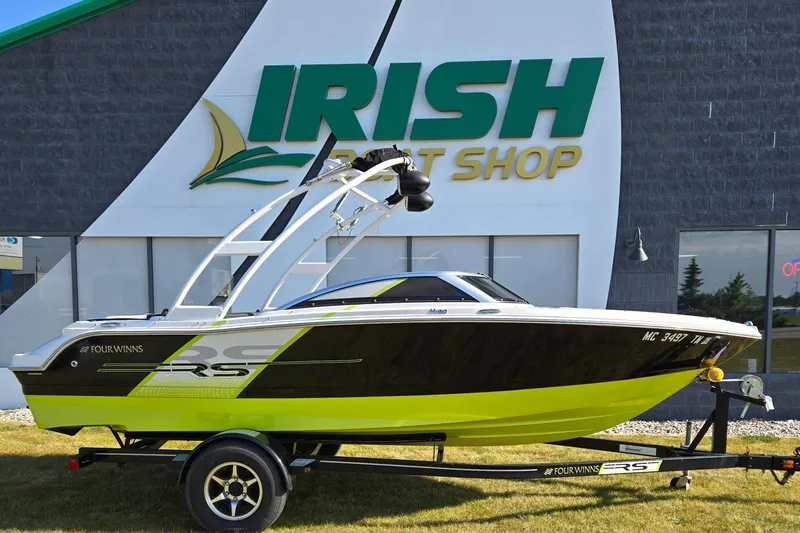 Slide: The Image of 2013 Four Winns H190RS boat on trailer at Irish Boat Shop. - 2