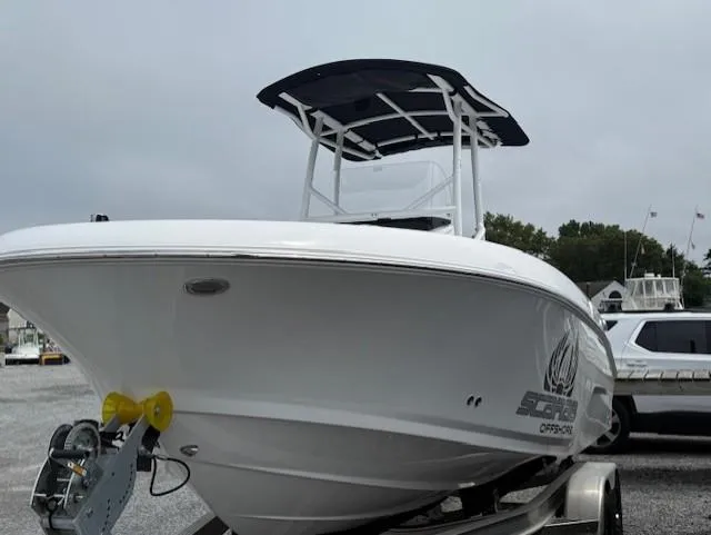 Slide: The Image of 2025 Wellcraft 202 Fisherman boat on trailer, featuring sleek design and sturdy build. - 3