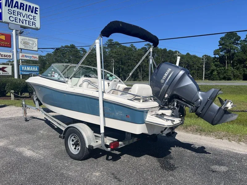 Slide: The Image of 2012 Pioneer 175 Venture boat on trailer at marine service center. - 4