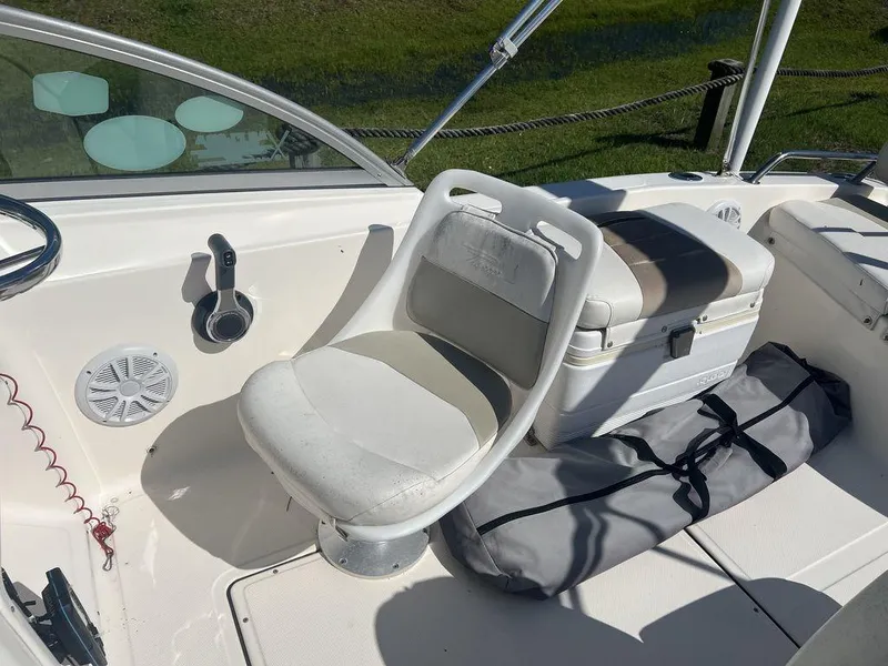Slide: The Image of Interior of 2012 Pioneer 175 Venture boat with seating and storage area. - 7