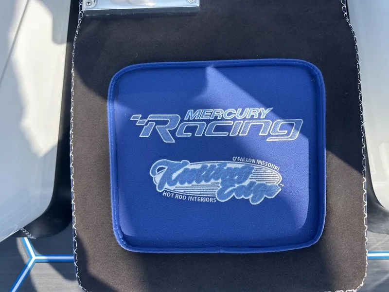 Slide: The Image of Blue Mercury Racing seat cushion in a 2018 Wright Performance 420 boat. - 12
