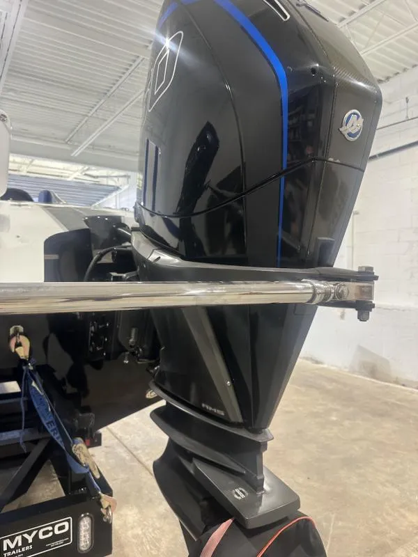 Slide: The Image of 2018 Wright Performance 420 boat engine in a garage setting. - 3