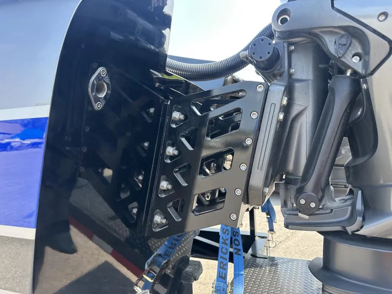 Slide: The Image of Close-up of 2018 Wright Performance 420 boat engine mount detail. - 7