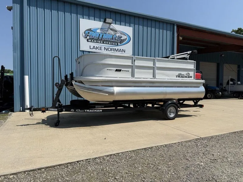 Slide: The Image of 2026 Sun Tracker PARTY BARGE® 16 DLX pontoon boat at Foothills Marine Center. - 8