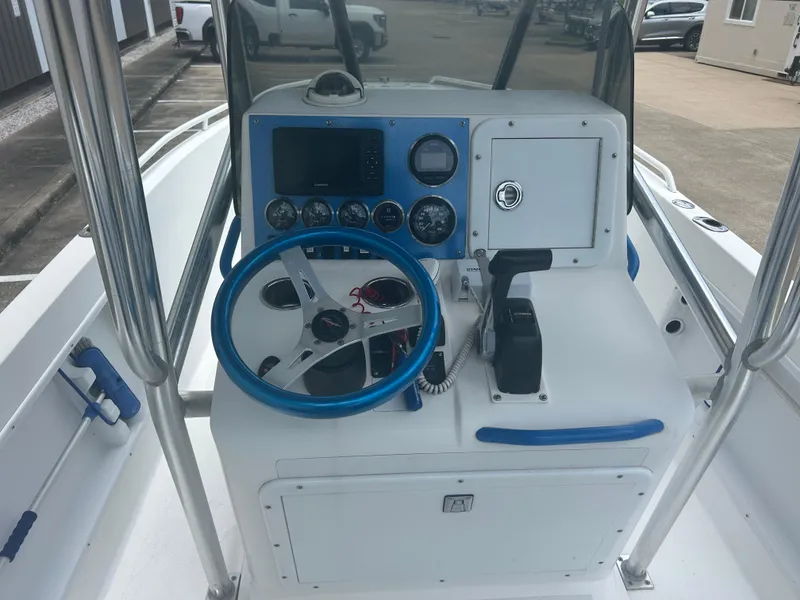 Slide: The Image of Boat console with steering wheel and gauges, Concept 23 CC, 2001 model. - 12