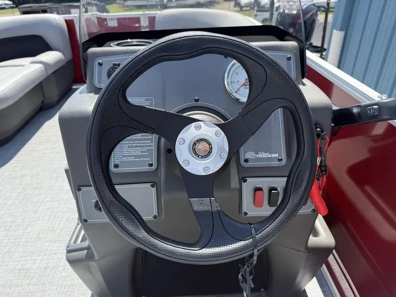 Slide: The Image of Steering console of 2026 Sun Tracker PARTY BARGE® 16 DLX pontoon boat. - 17