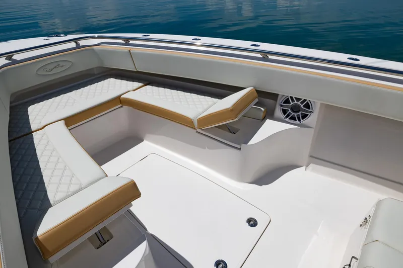 Slide: The Image of Luxurious seating area on the 2024 Blackwater 43 Sportfish boat. - 14