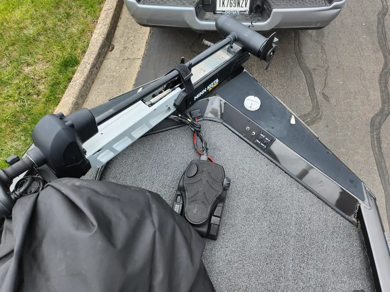 Slide: The Image of 2021 Vexus AVX189 boat with trolling motor and foot pedal on trailer. - 18