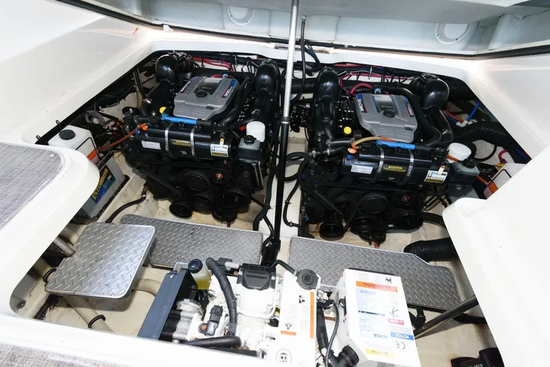 Slide: The Image of Engine compartment of 2016 Formula 330 Crossover Bowrider with dual engines. - 22