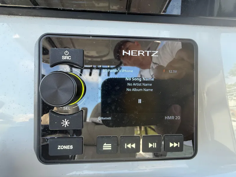 Slide: The Image of Hertz audio system on 2024 Sea Pro 262DLX boat, displaying Bluetooth connection. - 9