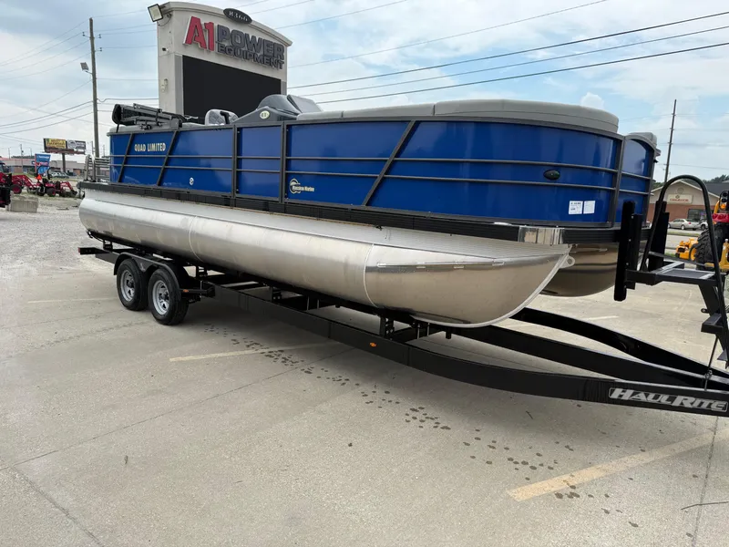 Slide: The Image of 2024 Massimo Marine P 24 LIMITED QUAD pontoon boat on trailer at A1 Power Equipment. - 3