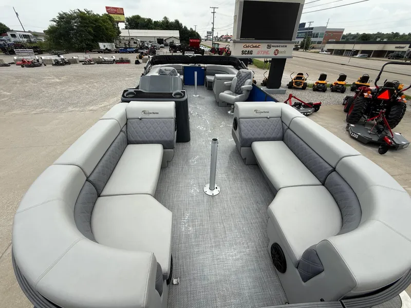 Slide: The Image of 2024 Massimo Marine P 24 LIMITED QUAD pontoon boat with spacious seating and modern design. - 9