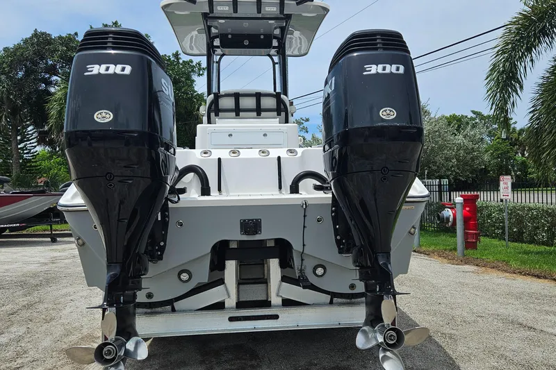 Slide: The Image of 2022 Sea Cat 260 Hybrid boat with dual 300 horsepower outboard engines. - 39