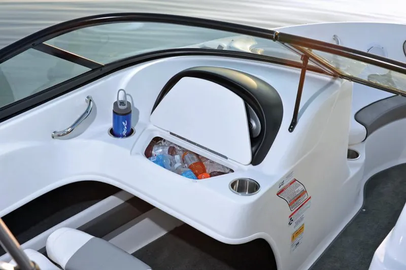 Slide: The Image of Manufacturer Provided Image: 2013 Sea Ray 205 Sport boat interior with storage compartment and beverage holder. - 16