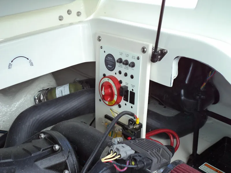 Slide: The Image of Control panel of a 2017 Chaparral Vortex 223 VR boat engine compartment. - 25