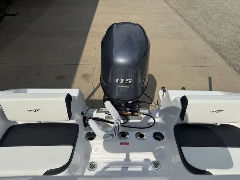 Slide: The Image of 2026 Tidewater 180 CC Adventure boat with Yamaha 115 engine, rear seating view. - 17